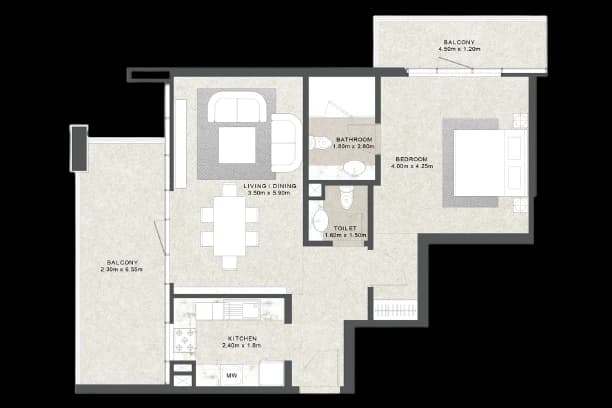 1 Bedroom Floor Plan